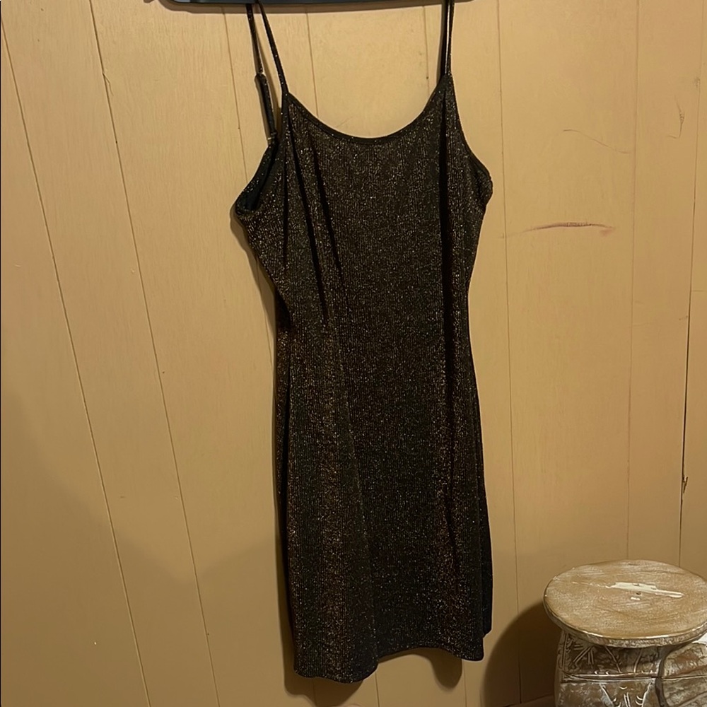 Elegant and comfortable stretch Black Glitter Dress by ADORE ME